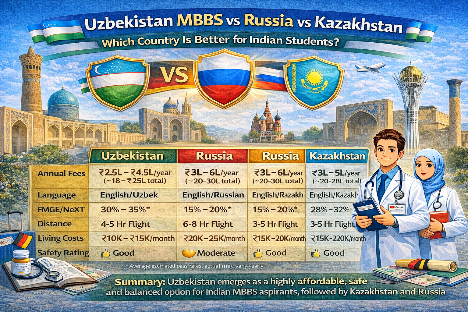 Uzbekistan MBBS vs Russia vs Kazakhstan: Which Country Is Better for Indian Students?